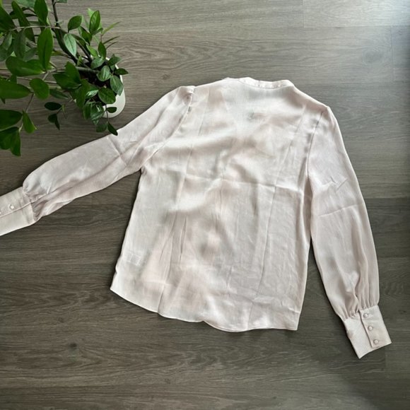 RW&Co Pearl Pink Button-Down Blouse with Neck Tie - Picture 11 of 12